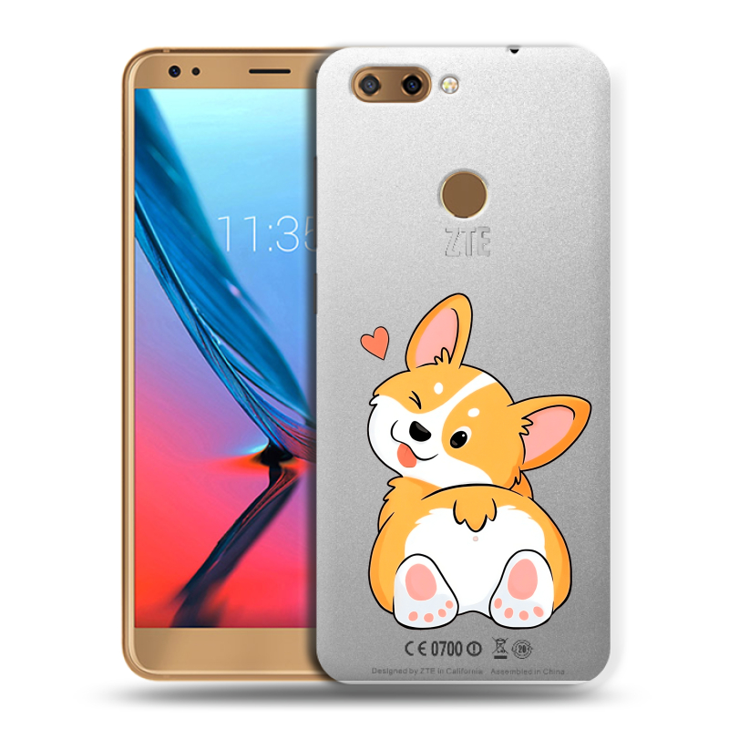 Силиконовый чехол на ZTE Blade V9 с принтом Корги Силиконовый чехол на ZTE Blade V9 с принтом Корги