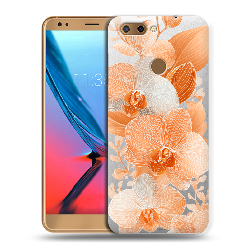 Силиконовый чехол на ZTE Blade V9 с принтом Бежевые цветы Силиконовый чехол на ZTE Blade V9 с принтом Бежевые цветы