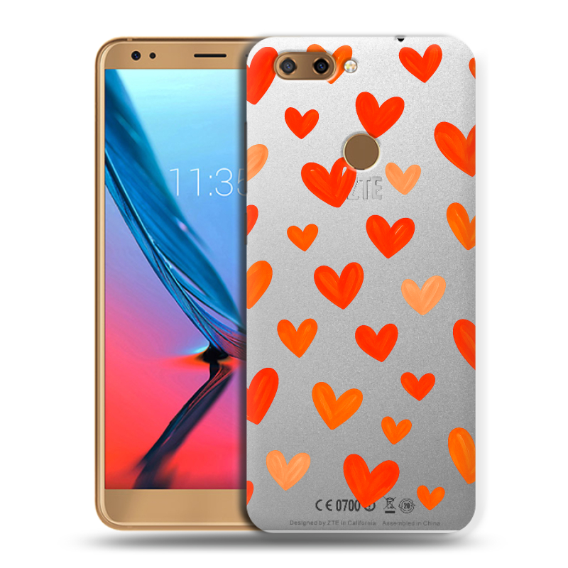 Силиконовый чехол на ZTE Blade V9 с принтом Сердечки Силиконовый чехол на ZTE Blade V9 с принтом Сердечки