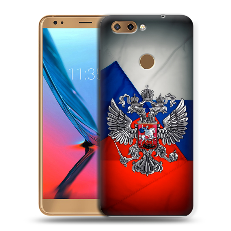 Силиконовый чехол на ZTE Blade V9 с принтом Флаг России Силиконовый чехол на ZTE Blade V9 с принтом Флаг России