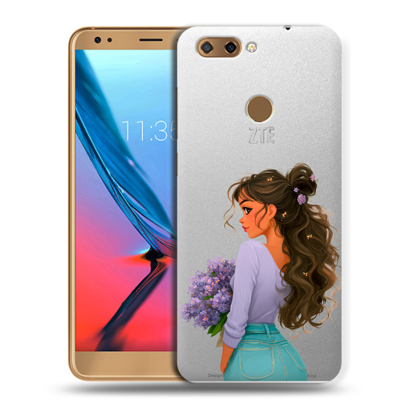 Силиконовый чехол на ZTE Blade V9 с принтом девушка цветы Силиконовый чехол на ZTE Blade V9 с принтом девушка цветы