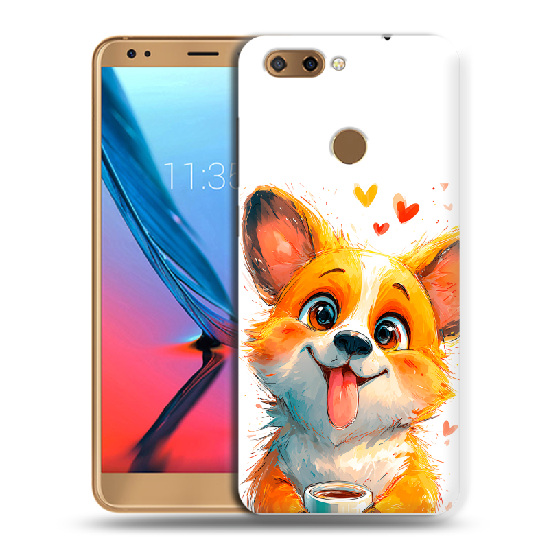 Силиконовый чехол на ZTE Blade V9 с принтом корги Силиконовый чехол на ZTE Blade V9 с принтом корги
