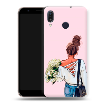 Силиконовый чехол на ASUS ZenFone Max M1 ZB555KL с принтом Девушка и букет Силиконовый чехол на ASUS ZenFone Max M1 ZB555KL с принтом Девушка и букет