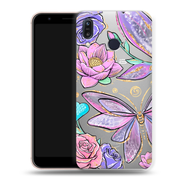 Силиконовый чехол на ASUS ZenFone Max M1 ZB555KL с принтом Бабочки и цветы Силиконовый чехол на ASUS ZenFone Max M1 ZB555KL с принтом Бабочки и цветы
