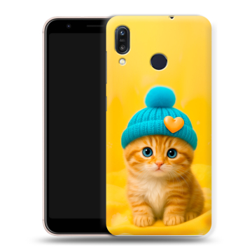 Силиконовый чехол на ASUS ZenFone Max M1 ZB555KL с принтом Котенок в шапке Силиконовый чехол на ASUS ZenFone Max M1 ZB555KL с принтом Котенок в шапке
