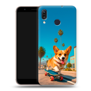 Силиконовый чехол на ASUS ZenFone Max M1 ZB555KL с принтом Корги на скейте Силиконовый чехол на ASUS ZenFone Max M1 ZB555KL с принтом Корги на скейте