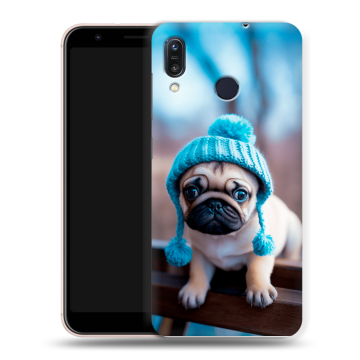 Силиконовый чехол на ASUS ZenFone Max M1 ZB555KL с принтом Мопс в шапке Силиконовый чехол на ASUS ZenFone Max M1 ZB555KL с принтом Мопс в шапке