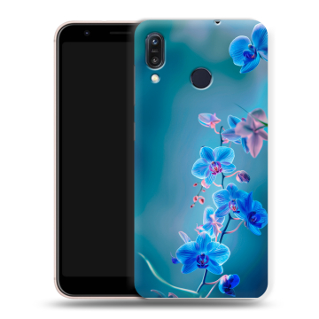 Силиконовый чехол на ASUS ZenFone Max M1 ZB555KL с принтом Голубые цветы Силиконовый чехол на ASUS ZenFone Max M1 ZB555KL с принтом Голубые цветы
