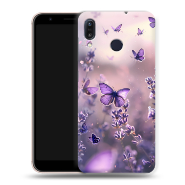 Силиконовый чехол на ASUS ZenFone Max M1 ZB555KL с принтом бабочки и лаванда Силиконовый чехол на ASUS ZenFone Max M1 ZB555KL с принтом бабочки и лаванда