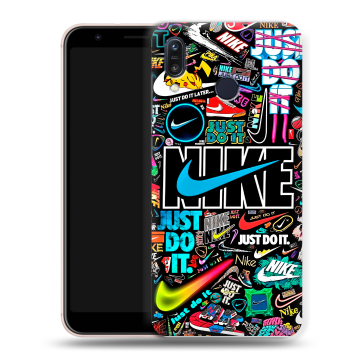 Силиконовый чехол на ASUS ZenFone Max M1 ZB555KL с принтом найк nike черный