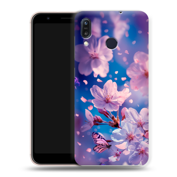 Силиконовый чехол на ASUS ZenFone Max M1 ZB555KL с принтом цветы бабочки Силиконовый чехол на ASUS ZenFone Max M1 ZB555KL с принтом цветы бабочки