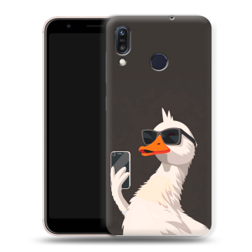 Силиконовый чехол на ASUS ZenFone Max M1 ZB555KL с принтом утка в очках Силиконовый чехол на ASUS ZenFone Max M1 ZB555KL с принтом утка в очках