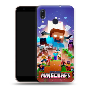 Силиконовый чехол на ASUS ZenFone Max M1 ZB555KL с принтом Майнкрафт Minecraft