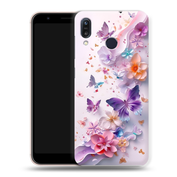 Силиконовый чехол на ASUS ZenFone Max M1 ZB555KL с принтом цветы бабочки