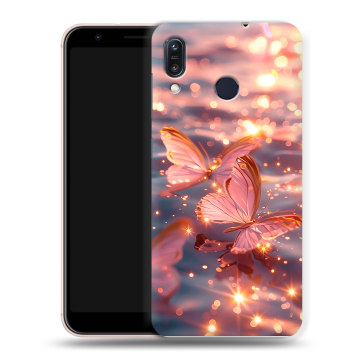 Силиконовый чехол на ASUS ZenFone Max M1 ZB555KL с принтом бабочки розовые Силиконовый чехол на ASUS ZenFone Max M1 ZB555KL с принтом бабочки розовые