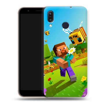 Силиконовый чехол на ASUS ZenFone Max M1 ZB555KL с принтом Майнкрафт Minecraft