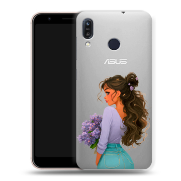 Силиконовый чехол на ASUS ZenFone Max M1 ZB555KL с принтом девушка цветы