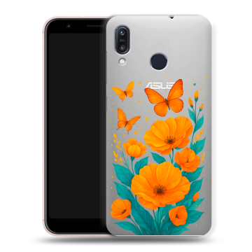 Силиконовый чехол на ASUS ZenFone Max M1 ZB555KL с принтом цветы бабочки