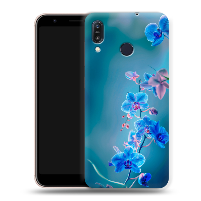 Силиконовый чехол на ASUS ZenFone Max M1 ZB555KL с принтом Голубые цветы Силиконовый чехол на ASUS ZenFone Max M1 ZB555KL с принтом Голубые цветы