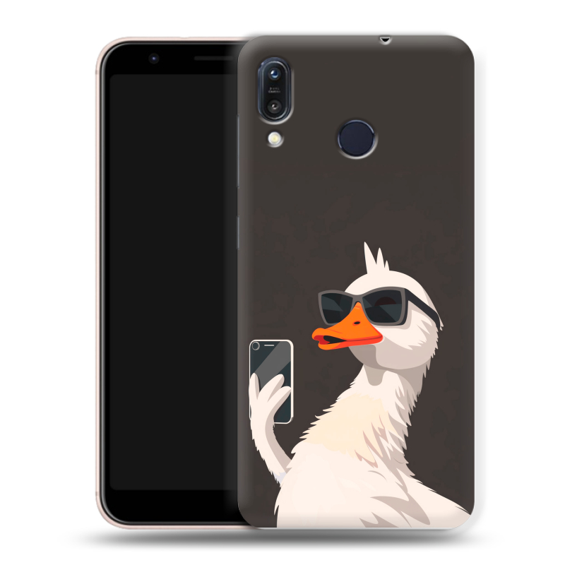 Силиконовый чехол на ASUS ZenFone Max M1 ZB555KL с принтом утка в очках Силиконовый чехол на ASUS ZenFone Max M1 ZB555KL с принтом утка в очках