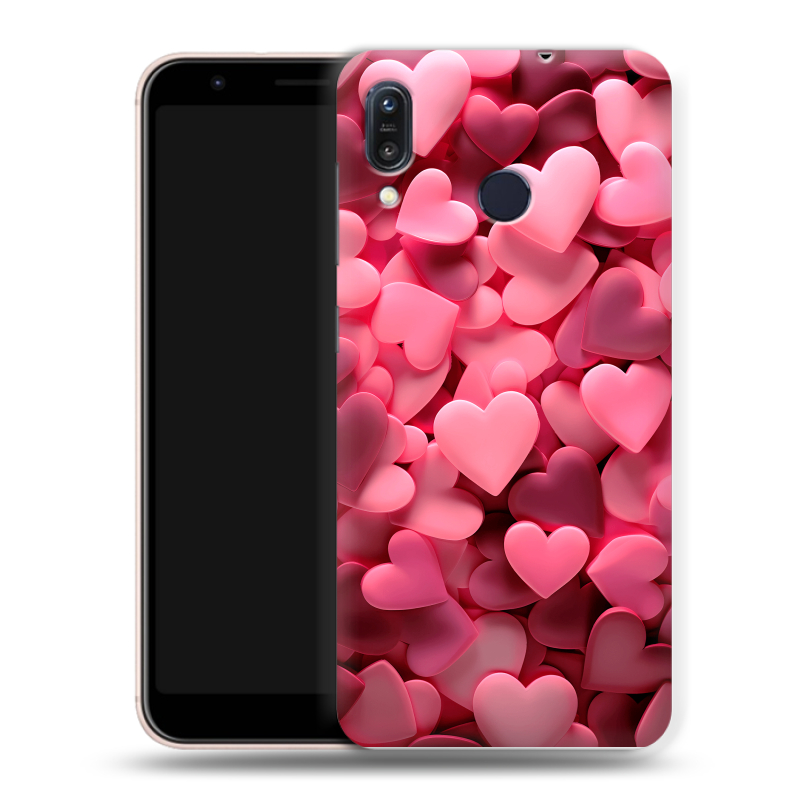 Силиконовый чехол на ASUS ZenFone Max M1 ZB555KL с принтом розовые сердечки Силиконовый чехол на ASUS ZenFone Max M1 ZB555KL с принтом розовые сердечки