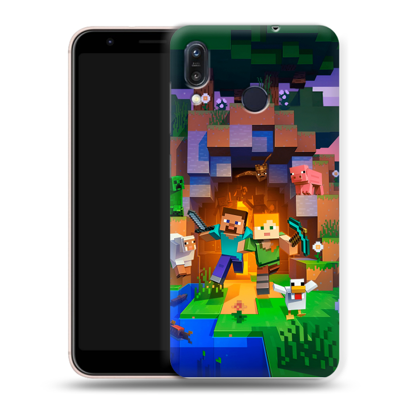 Силиконовый чехол на ASUS ZenFone Max M1 ZB555KL с принтом Майнкрафт Minecraft Силиконовый чехол на ASUS ZenFone Max M1 ZB555KL с принтом Майнкрафт Minecraft