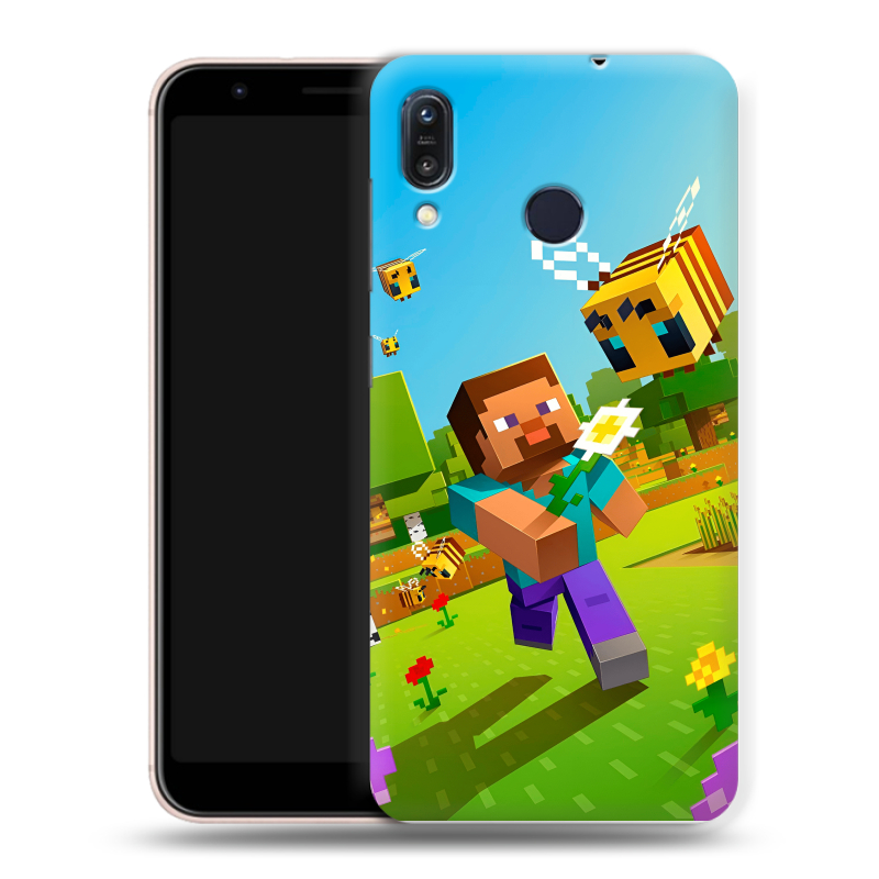 Силиконовый чехол на ASUS ZenFone Max M1 ZB555KL с принтом Майнкрафт Minecraft Силиконовый чехол на ASUS ZenFone Max M1 ZB555KL с принтом Майнкрафт Minecraft