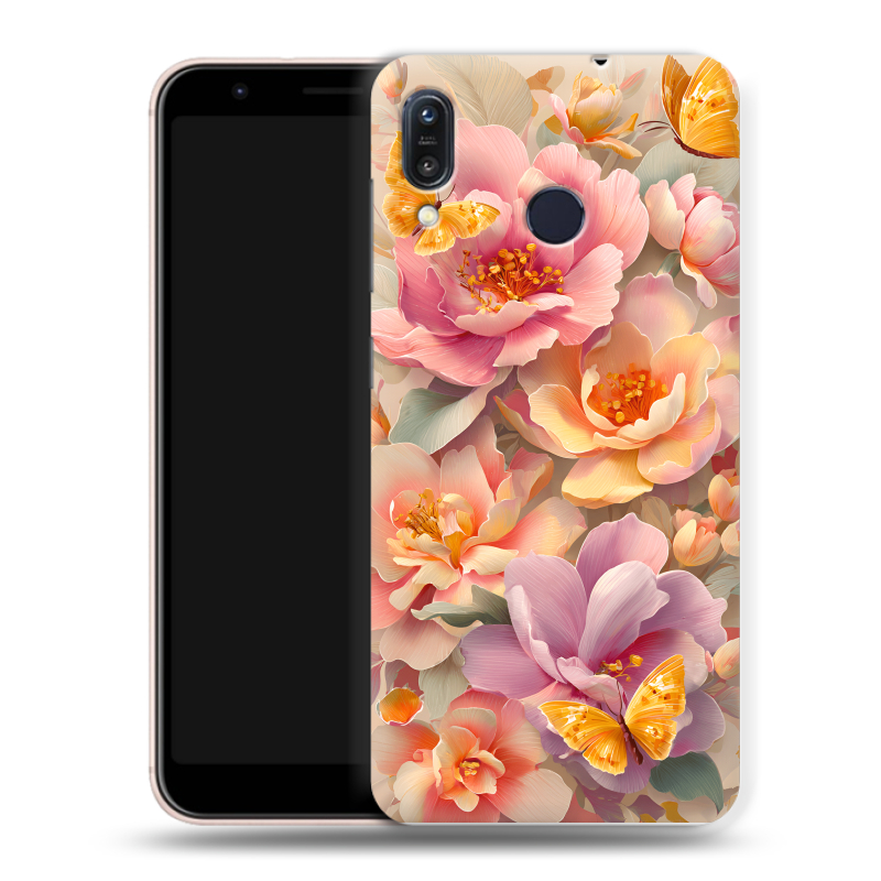 Силиконовый чехол на ASUS ZenFone Max M1 ZB555KL с принтом Цветы и бабочки Силиконовый чехол на ASUS ZenFone Max M1 ZB555KL с принтом Цветы и бабочки