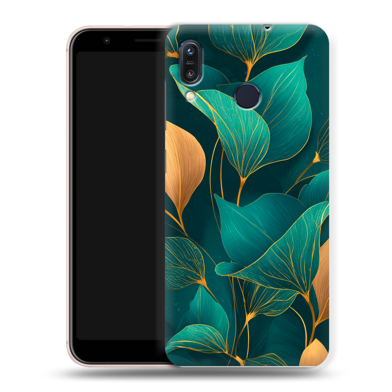 Силиконовый чехол на ASUS ZenFone Max M1 ZB555KL с принтом Листья и золото Силиконовый чехол на ASUS ZenFone Max M1 ZB555KL с принтом Листья и золото