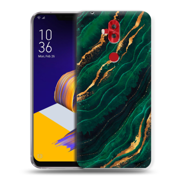 Силиконовый чехол на ASUS ZenFone 5 Lite с принтом Мрамор зеленое золото Силиконовый чехол на ASUS ZenFone 5 Lite с принтом Мрамор зеленое золото