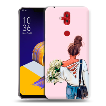 Силиконовый чехол на ASUS ZenFone 5 Lite с принтом Девушка и букет Силиконовый чехол на ASUS ZenFone 5 Lite с принтом Девушка и букет