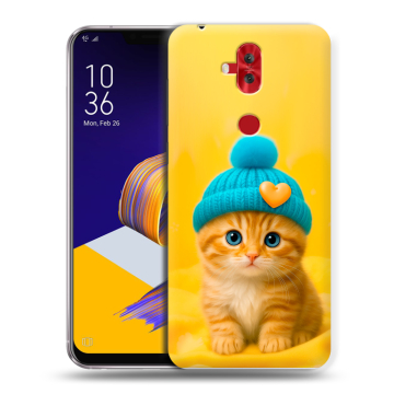 Силиконовый чехол на ASUS ZenFone 5 Lite с принтом Котенок в шапке Силиконовый чехол на ASUS ZenFone 5 Lite с принтом Котенок в шапке
