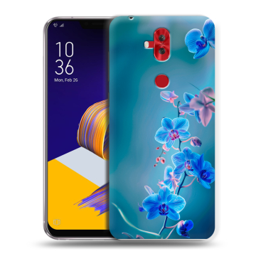 Силиконовый чехол на ASUS ZenFone 5 Lite с принтом Голубые цветы Силиконовый чехол на ASUS ZenFone 5 Lite с принтом Голубые цветы