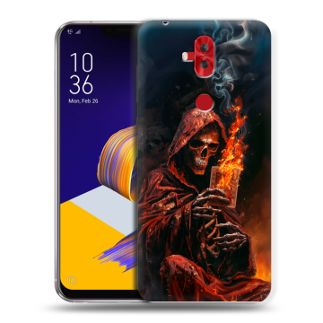 Силиконовый чехол на ASUS ZenFone 5 Lite с принтом Скелет и карты Силиконовый чехол на ASUS ZenFone 5 Lite с принтом Скелет и карты