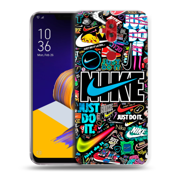 Силиконовый чехол на ASUS ZenFone 5 Lite с принтом найк nike черный