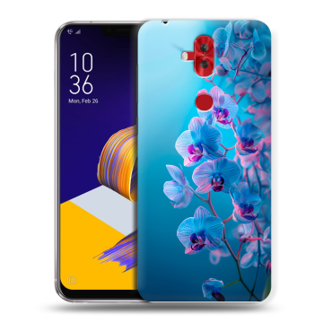 Силиконовый чехол на ASUS ZenFone 5 Lite с принтом голубые орхидеи Силиконовый чехол на ASUS ZenFone 5 Lite с принтом голубые орхидеи