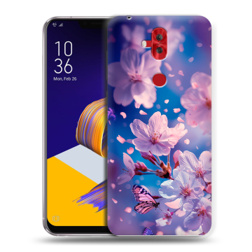 Силиконовый чехол на ASUS ZenFone 5 Lite с принтом цветы бабочки Силиконовый чехол на ASUS ZenFone 5 Lite с принтом цветы бабочки