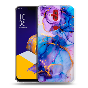 Силиконовый чехол на ASUS ZenFone 5 Lite с принтом синий мрамор Силиконовый чехол на ASUS ZenFone 5 Lite с принтом синий мрамор