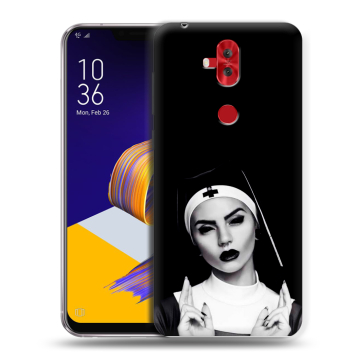 Силиконовый чехол на ASUS ZenFone 5 Lite с принтом монашка Силиконовый чехол на ASUS ZenFone 5 Lite с принтом монашка