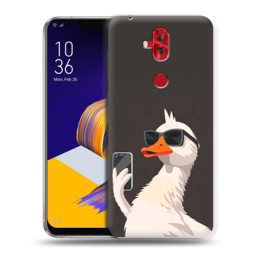 Силиконовый чехол на ASUS ZenFone 5 Lite с принтом утка в очках Силиконовый чехол на ASUS ZenFone 5 Lite с принтом утка в очках