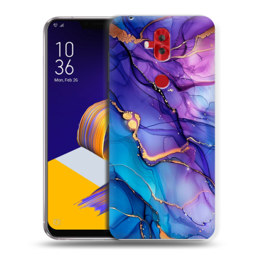Силиконовый чехол на ASUS ZenFone 5 Lite с принтом синий мрамор Силиконовый чехол на ASUS ZenFone 5 Lite с принтом синий мрамор