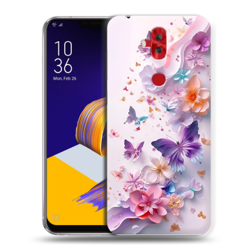 Силиконовый чехол на ASUS ZenFone 5 Lite с принтом цветы бабочки