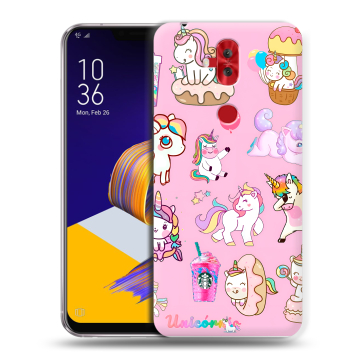 Силиконовый чехол на ASUS ZenFone 5 Lite с принтом розовые единороги Силиконовый чехол на ASUS ZenFone 5 Lite с принтом розовые единороги