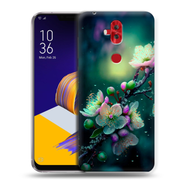 Силиконовый чехол на ASUS ZenFone 5 Lite с принтом Цветы и мрамор