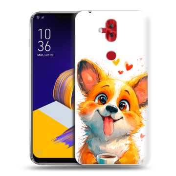 Силиконовый чехол на ASUS ZenFone 5 Lite с принтом корги Силиконовый чехол на ASUS ZenFone 5 Lite с принтом корги