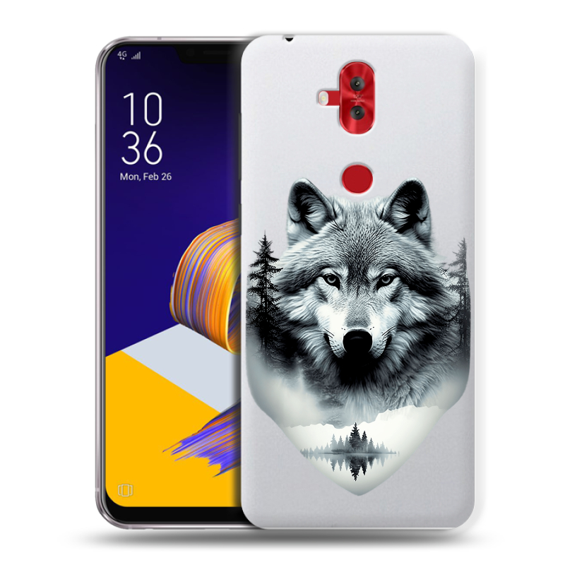 Силиконовый чехол на ASUS ZenFone 5 Lite с принтом Волк в лесу Силиконовый чехол на ASUS ZenFone 5 Lite с принтом Волк в лесу