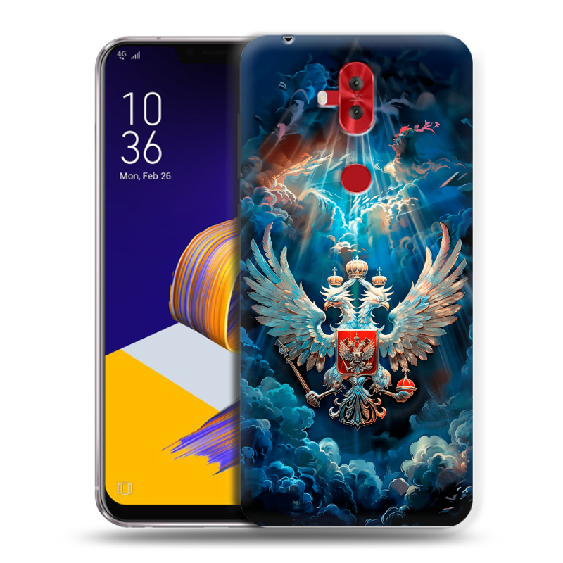 Пластиковый чехол на ASUS ZenFone 5 Lite с принтом Герб флаг России Пластиковый чехол на ASUS ZenFone 5 Lite с принтом Герб флаг России
