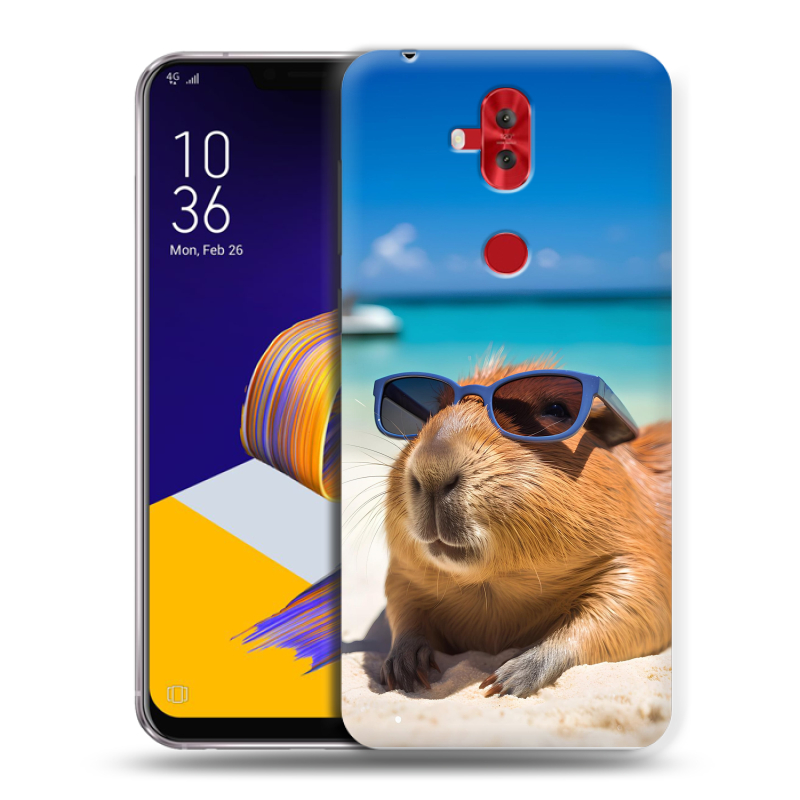 Силиконовый чехол на ASUS ZenFone 5 Lite с принтом Капибара Силиконовый чехол на ASUS ZenFone 5 Lite с принтом Капибара