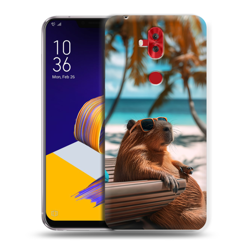 Пластиковый чехол на ASUS ZenFone 5 Lite с принтом Капибара Пластиковый чехол на ASUS ZenFone 5 Lite с принтом Капибара