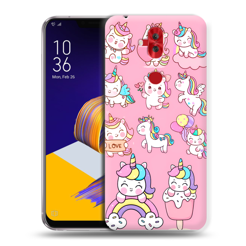 Пластиковый чехол на ASUS ZenFone 5 Lite с принтом Единороги и радуга Пластиковый чехол на ASUS ZenFone 5 Lite с принтом Единороги и радуга